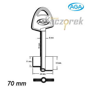 Zasuwowy 065 - AGA 15G 70 mm kl. A - klucz surowy
